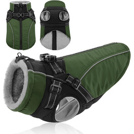 Зимовий теплий наповнювач для собак, водонепроникний, з нагрудником, для малих та середніх порід, розмір XS (35 см), зелений