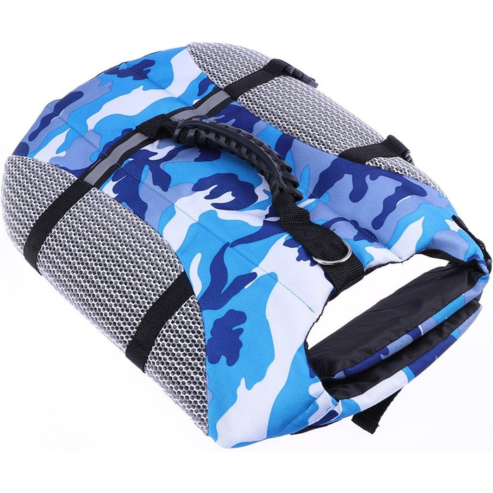 Поплавкова жилетка для собак POPETPOP, регульована, дихаюча, з ручками та швидкою застібкою, блакитна (S)