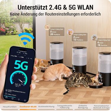 Автоматична годівниця для котів і собак Frienhund 5G WiFi, 5 л, з керуванням через додаток і голосовим записом, кормовий диспенсер для домашніх тварин