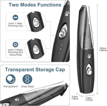 Триммер для собак та котів Ankilo 2-в-1 з пилососом, 6000 об/хв, USB, для догляду за лапами та очима