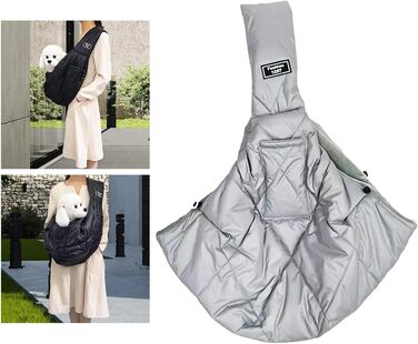 Сумка-переноска для собак та котів, зимова, з м'яким ременем, через плече, для маленьких тварин (Світло-сіра)