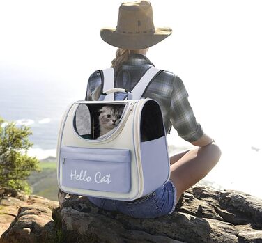 Рюкзак для кота та собаки PETCUTE з сіткою, дихаючий, з поводком, знімний килимок, блакитний