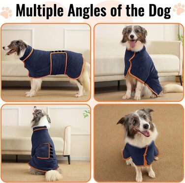 Рушник для собак Hezzuv: ультрапоглинаючий, з мікрофібри, для сушіння після снігу, м'який, двошаровий, для цуценят та дорослих, синій (S)