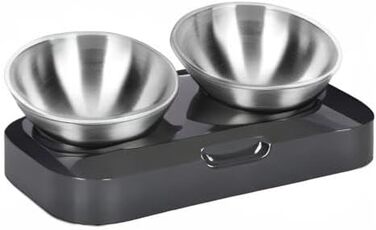 Миска для котів з нахилом 15° з нержавіючої сталі, харчової якості, миється в посудомийній машині, з силіконовою основою, для котів та цуценят, 1 шт.