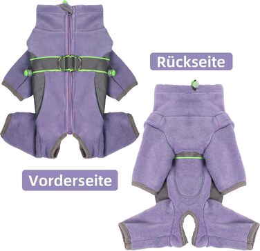 Флісова куртка для собак, тепла зимова куртка-мандель для собак, флісовий пуловер для собак з шлейкою та блискавкою, вітронепроникний, м'який піжамний костюм для середніх собак, Віндгорн, Французький бульдог (XS-XXL), M - обхват грудної клітки 42см, довжи