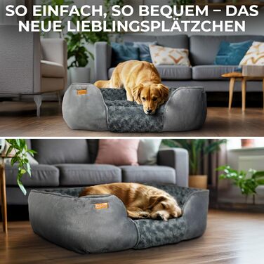 Зручне ліжко для собак - м'яке, комфортне, миється, з антиковзаючим покриттям, наповнювач PP Cotton та подрібнений пінопласт, міцний дизайн, для маленьких собак, сірий колір, розмір S