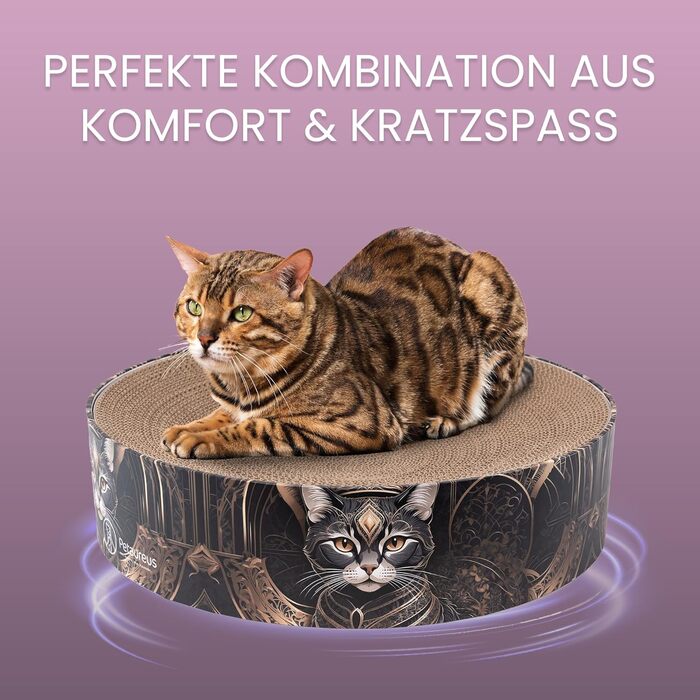 Кігтеточка для котів Petaureus Zylinder | Стильна та екологічна | Ø 40 см | Змінний вкладиш з переробленого картону