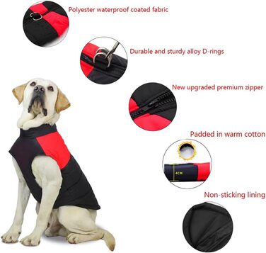 Водонепроникний теплий зимовий одяг для собак FeimaX: куртка, жилетка для малих, середніх та великих собак, червоний M
