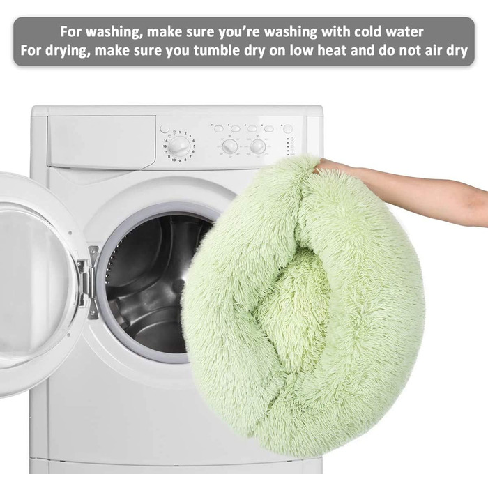 Кругле ліжко для собак та котів Donut, м'яке плюшеве, миється, 100 см, зелене