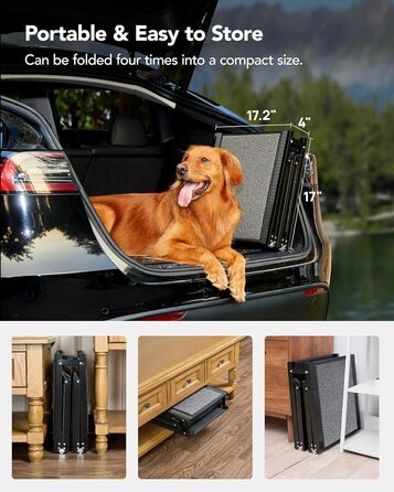Рампа для собак у автомобіль, 180 см, широка 50 см, складна, для великих собак, з антиковзким килимком, портативна, підходить для SUV, авто та вантажівок