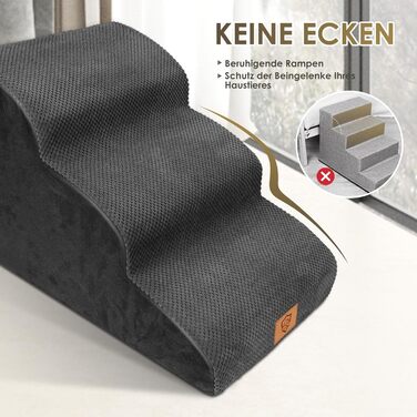 Сходинки для собак - 3 сходинки, водонепроникні, з високощільної губки, знімні, для диванів та ліжок, сірі (чорні)