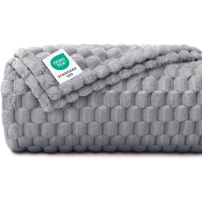 М'яка ковдра для собак та котів Luciphia, фліс, 100 x 145 см, сіра, 3 шт. в упаковці