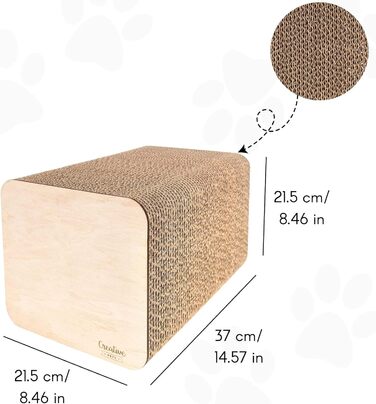 Кігтеточка для котів з гофрокартону | Міцна, велика, 2-в-1 (кігтеточка + будиночок) | 37 x 21,5 x 21,5 см