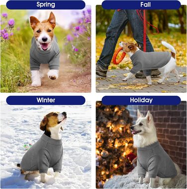 Теплий зимовий светр для собак з коміром, фліс, для дрібних порід (Чихуахуа, Цвергшпіц). Рожевий, сірий, розмір S, L