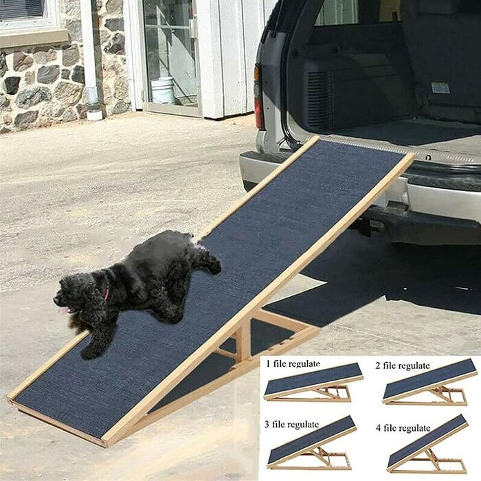 Дерев'яна пандус для собак та котів, 100 см, регульована висота, для ліжка, дивана, авто