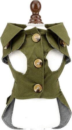 PAIDEFUL Західна куртка для маленьких собак, вітронепроникна, з поясом, для осені та зими, розмір S, хакі