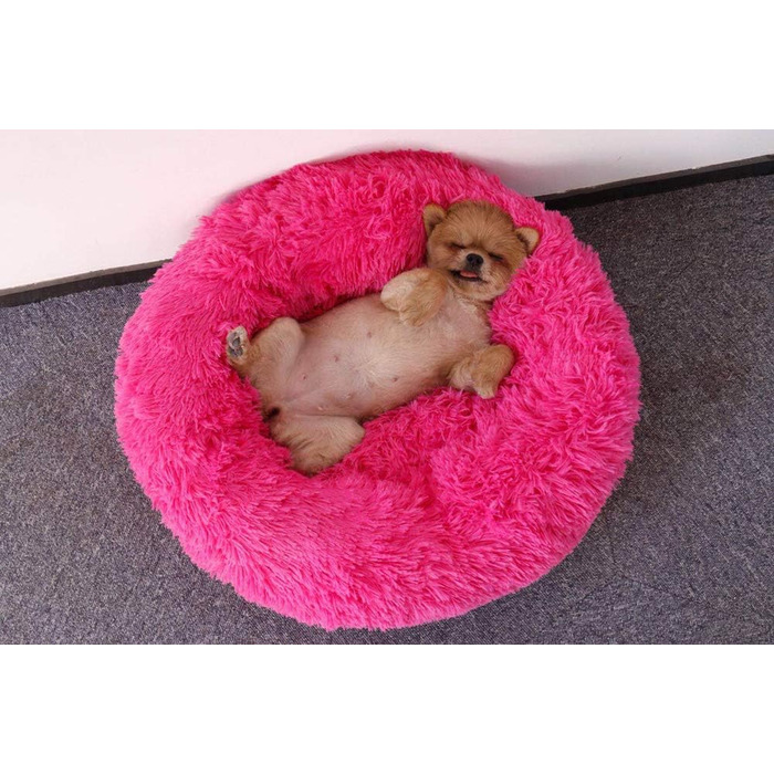 М'яке ліжко для кота/собаки у вигляді пончика, рожева, 70 см. Комфортне, з товстою наповнювачем, миється.