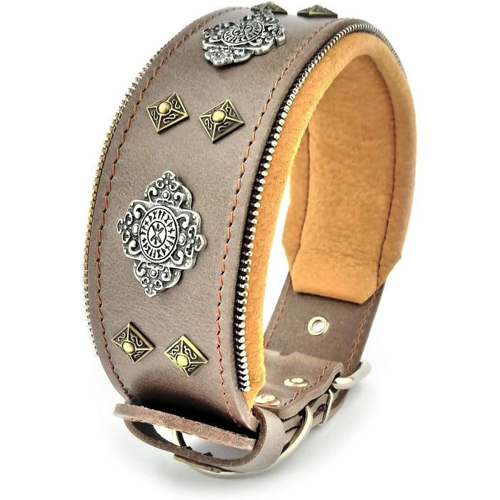 Bestia™ нашийник для великих собак Aztec, 100% шкіра, м’яка підкладка, 6,3 см, унікальний дизайн