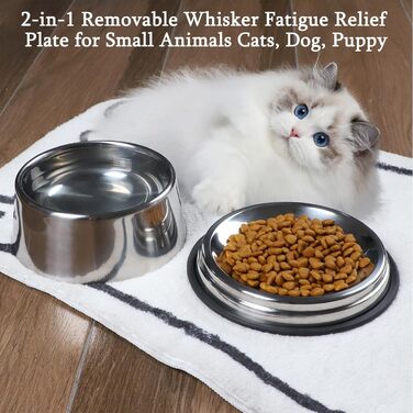 Набір мисок для котів та собак 2-в-1 з нержавіючої сталі з гумовим дном, знімні та стійкі, для цуценят, кошенят, кроликів