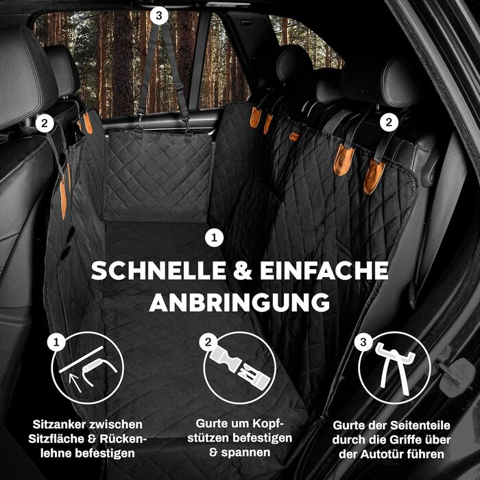 Захист для заднього сидіння автомобіля для собак Hainberger: водовідштовхувальний, стійкий до подряпин, з боковим захистом та оглядовим вікном, 137x147 см