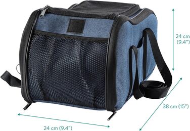 Автокрісло для собак Navaris - блакитне, з блискавкою та повідком - переносна переносна клітка для собак, м'яке крісло