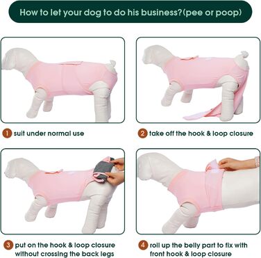 Тільце для собак після операції Kuoser: захист від лизання, дихаюча тканина, для собак після кастрації/стерилізації, рожевий, XS