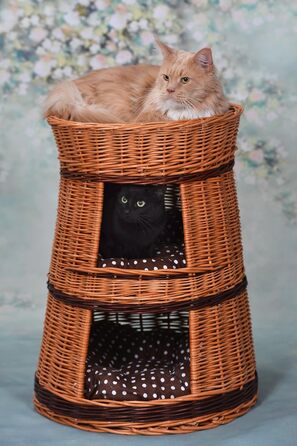 Багатоярусна котяча кімната з трьох поверхів, корзина для кота з плетеної лози, котячий будиночок з подушкою, котячий турнік