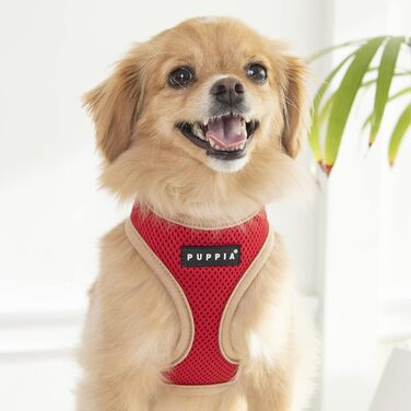 Шлейка для собак Puppia Soft Harness II - м'яка, зручна, регульована (червона, L)