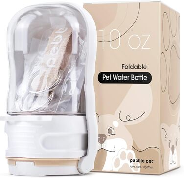 Складана пляшка для води для тварин Pebble Pet, 284 мл, з фільтром, портативна миска для пиття, для собак та котів, не протікає, без BPA, для прогулянок та подорожей