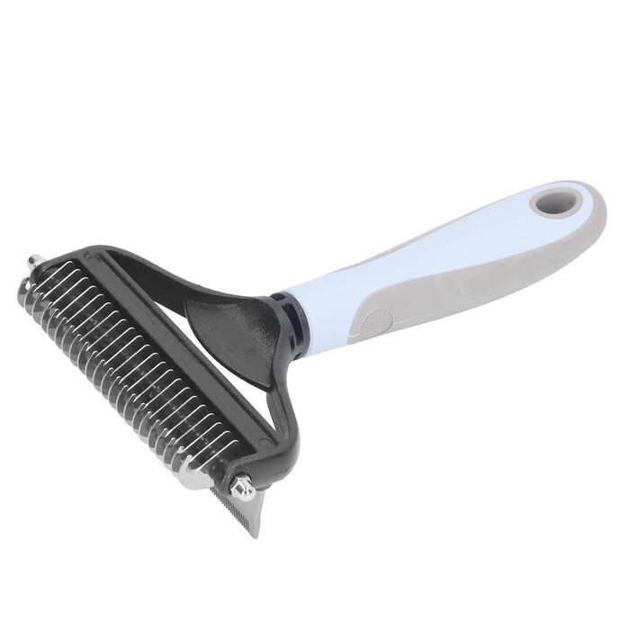 Щітка для грумінгу собак 2-в-1: розпушувач та вичіска для великих цуценят та дорослих собак (блакитна)