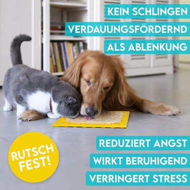 Лежак-іграшка для собак HUND IST KÖNIG з патентованою структурою, 2 шт., 22x22 см, з присосками, шпателем та електронною книгою з рецептами. Безпечний матеріал, миється в посудомийній машині. Смак м'яти та хабанеро.