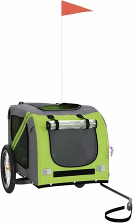 Фургон для собак Fasba: велосипедний причіп для собак, котів та інших тварин з відбивачами та прапорцем. Зелено-сірий, матеріал: оксфордська тканина та метал.