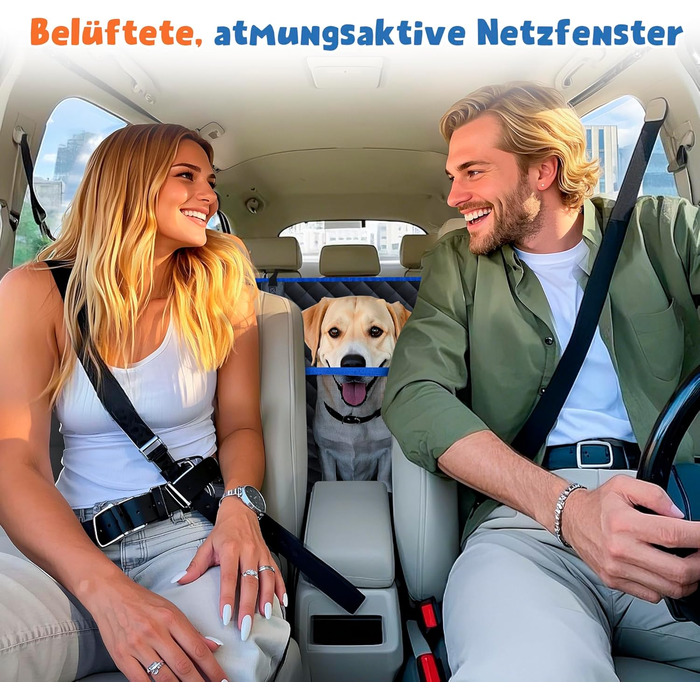 Накладка на сидіння автомобіля для собак SUPERWSLING, чорно-сіра, з захистом боків та сіткою, вологостійка, з ременями безпеки та захистом багажника