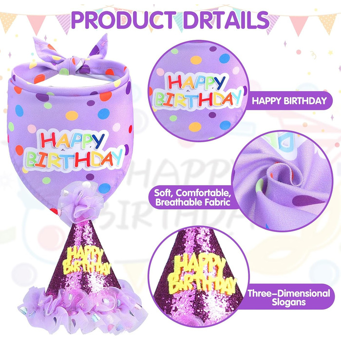 Сукня для собак SCENEREAL на весілля з банданою, комірцем-бантиком та короною, комплект для собак, дівчаток, цуценят, кошенят, аксесуари для вечірки, спідниця-тьюль, костюм для маленьких, середніх та великих собак, білий (весільний) (фіолетовий (день наро