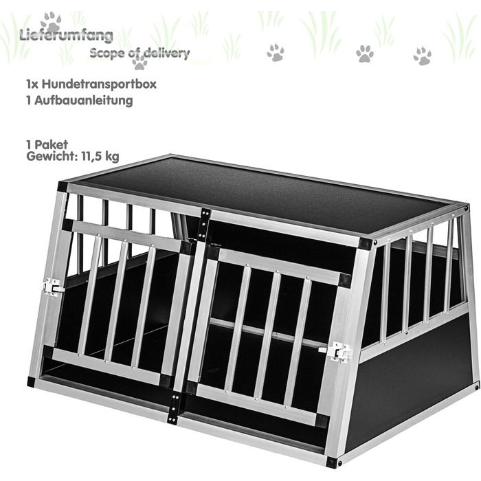 Кія для собак з похилою передньою та задньою стінками 75° - вибір розміру, M (54×69×60 см), для собак вагою до 89 кг