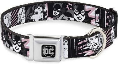 Нашийник для собак з пряжкою, мотив Бетмена, ланцюгові зв'язки, 33-45,7 см, ширина 3,8 см (Рожевий, Білий)