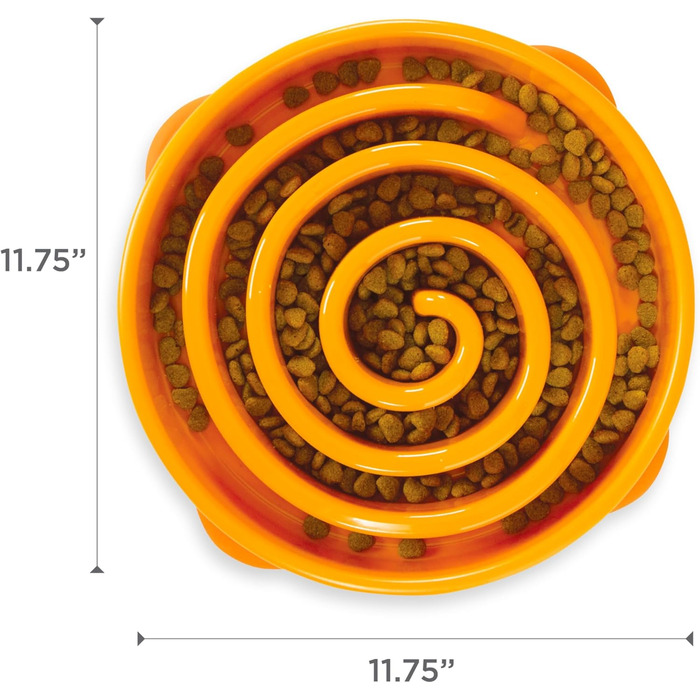 Antischlingnapф Outward Hound для собак - великий, Slow Feeder, запобігає здуттям, нековзний, міцний, оранжевий (Fun Feeder L Orange)