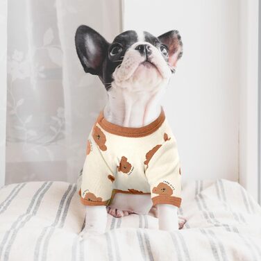 Піжама для собак, бавовна, еластична, цільнокрійний костюм, комфортна, для дрібних собак, милий ведмедик, принт, Французький бульдог, XX-Large, білий/розкішний сад
