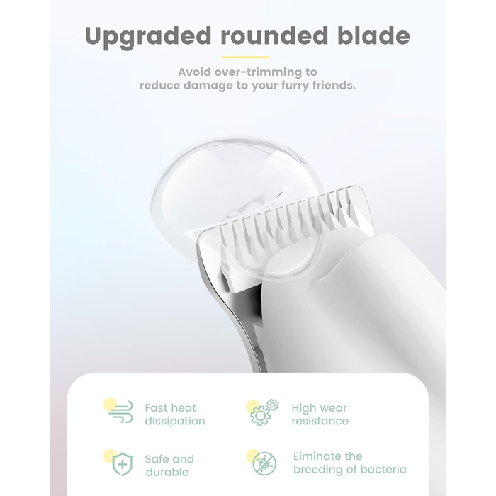 PAPMINI Безшумна машинка для стрижки котів з LED-дисплеєм, Type-C, акумулятор, бездротова когтерезка для котів, професійна машинка для стрижки лап, вух, обличчя, спини (біла)
