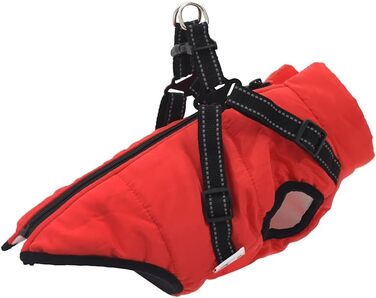 Водонепроникний теплий дощовик для собак з шлейкою, дощовик для собак, тепла куртка для цуценят, червоний (l28)