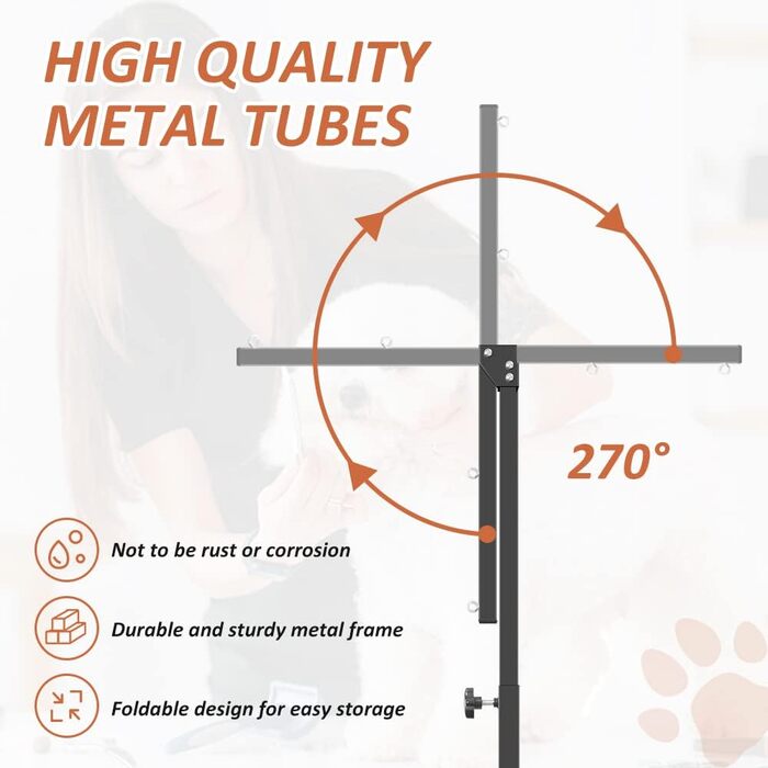Регульований підлокітник для грумінгу собак з кліпсою, стіл для грумінгу з двома фіксаторами та шлейкою-гамаком, складаний аксесуар для догляду за тваринами для маленьких та середніх собак