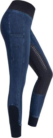 Джинсові легінси для верхової їзди RIDERS CHOICE з повним силіконовим покриттям та кишенею для телефону - RidersDeal Collection, 32, Темно-синій