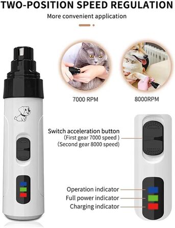 Електричний триммер для собак, пилка для нігтів, шліфувальник кігтів, USB зарядка, інструмент для грумінгу, тихий триммер для собак