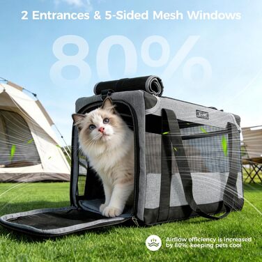 Переноска для котів Lekesky: Стабільна сумка-переноска для котів та маленьких собак, сіра, розмір L (28x43x28 см)