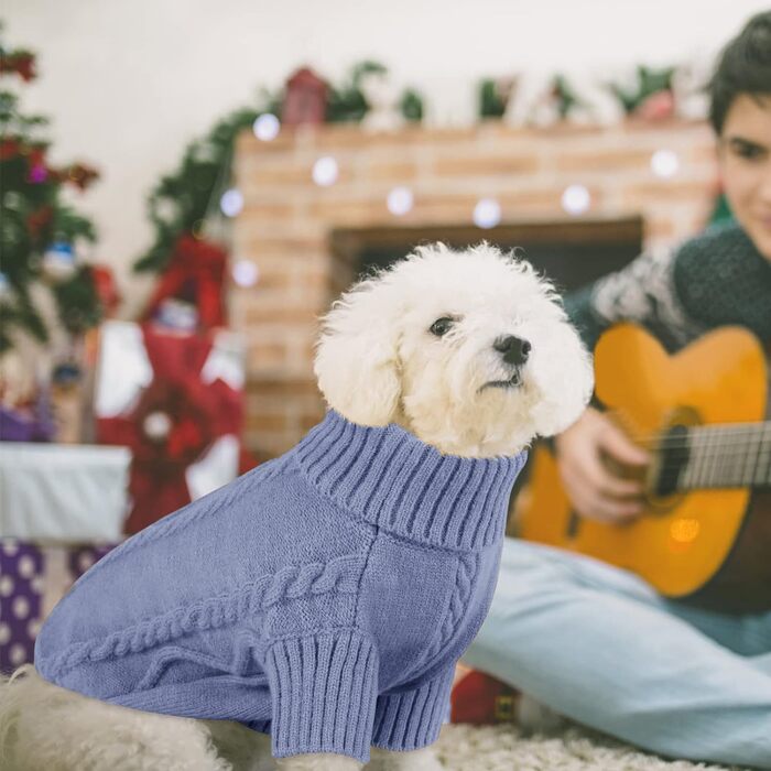 Пуловер для собак, теплий зимовий одяг з коміром-горловиною, м'який в'язаний пуловер для маленьких, середніх та великих собак (Сріблясто-сірий M)