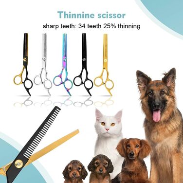 Набір професійних ножиць для собак 3 в 1 - Violett. Ножиці для грумінгу собак, котів та інших тварин. Прямі, зубчасті та вигнуті ножиці.