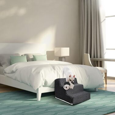 Сходинки для тварин BAODBF: 3 сходинки, 30 см, для собак та котів, миються, неслизькі, сірого кольору