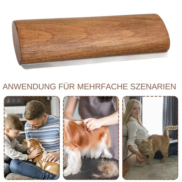 Щітка для видалення шерсті собак та котів з дерев'яною ручкою | Для грумінгу та догляду за шерстю | Розмір 20x6,8 см