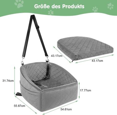 Автомобільний лежак для собак на заднє сидіння, 50x52x28 см, сірий. Лежак для собак у машину з кріпленнями, водовідштовхуючий, для маленьких та середніх порід