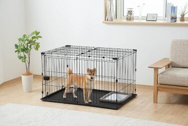 Клітка для собак та котів Iris Ohyama STS-1200TY з дахом та дверима, коричнева, 66 см, з колесами, для собак та кошенят, для використання в приміщенні та на вулиці